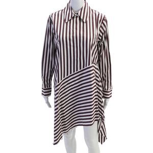 Marques Almeida Womens Cotton Striped Collared Buttoned Shirt Dress Red Size S